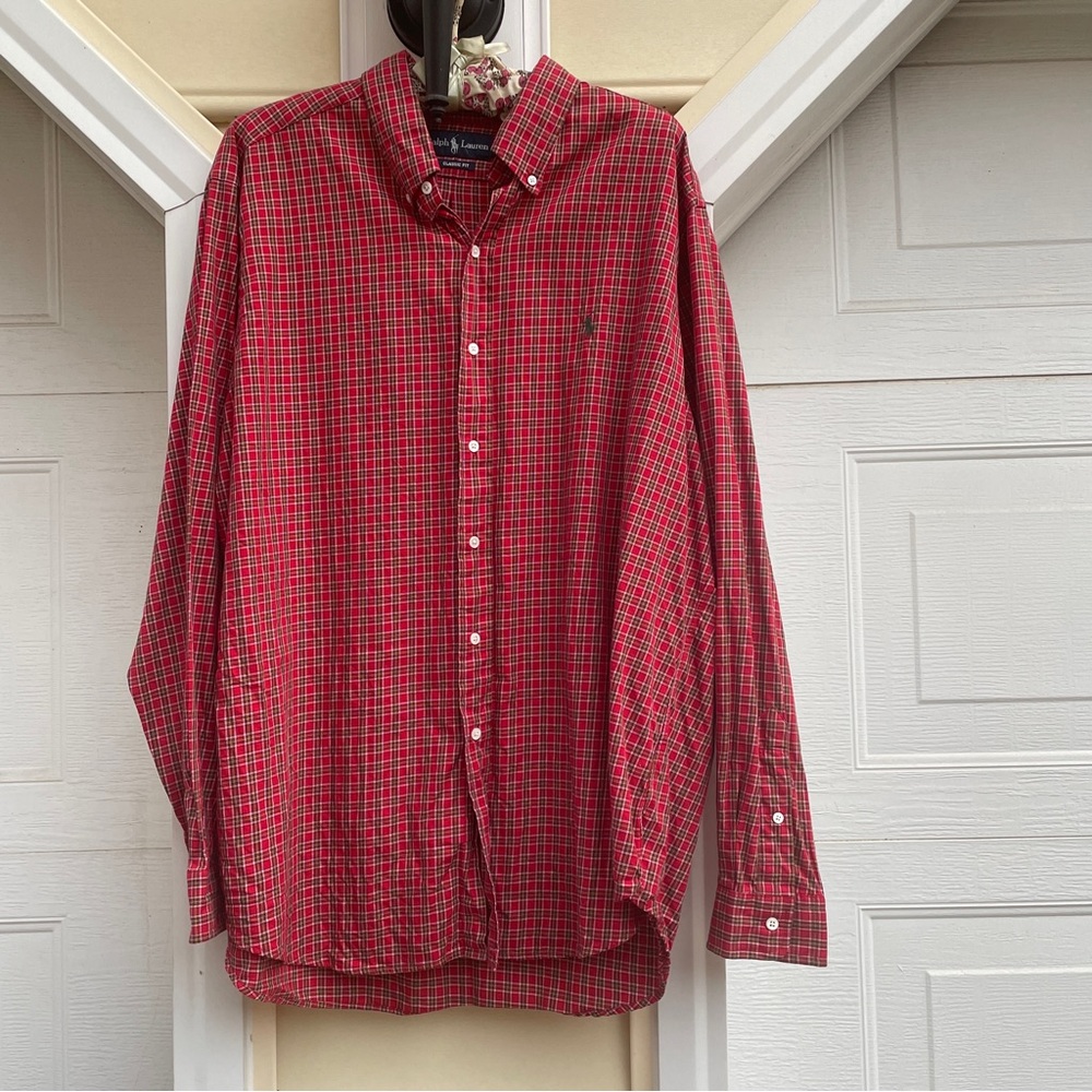 Ralph Lauren Men's Red Plaid Button-Down Shirt